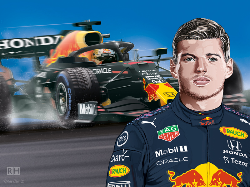 Auto-illustratie Max Verstappen